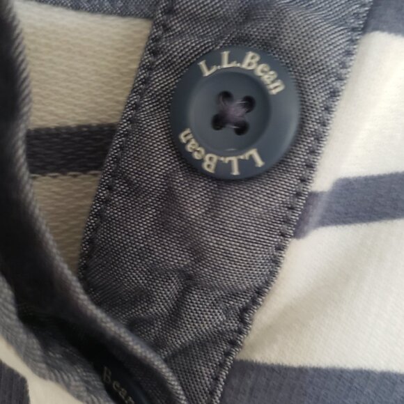 L.L. Bean Women's Pullover Top Size Large Gray White Striped - Picture 4 of 6